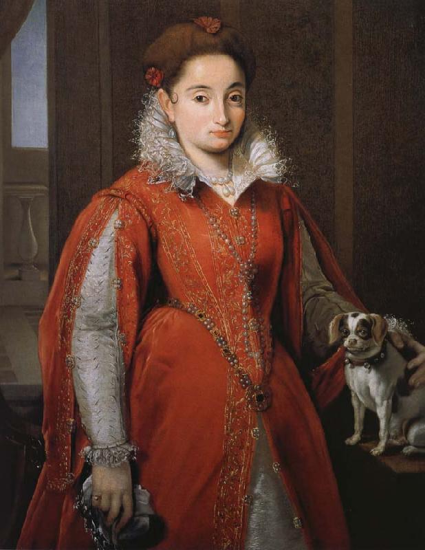 Alessandro Allori With the red dog lady